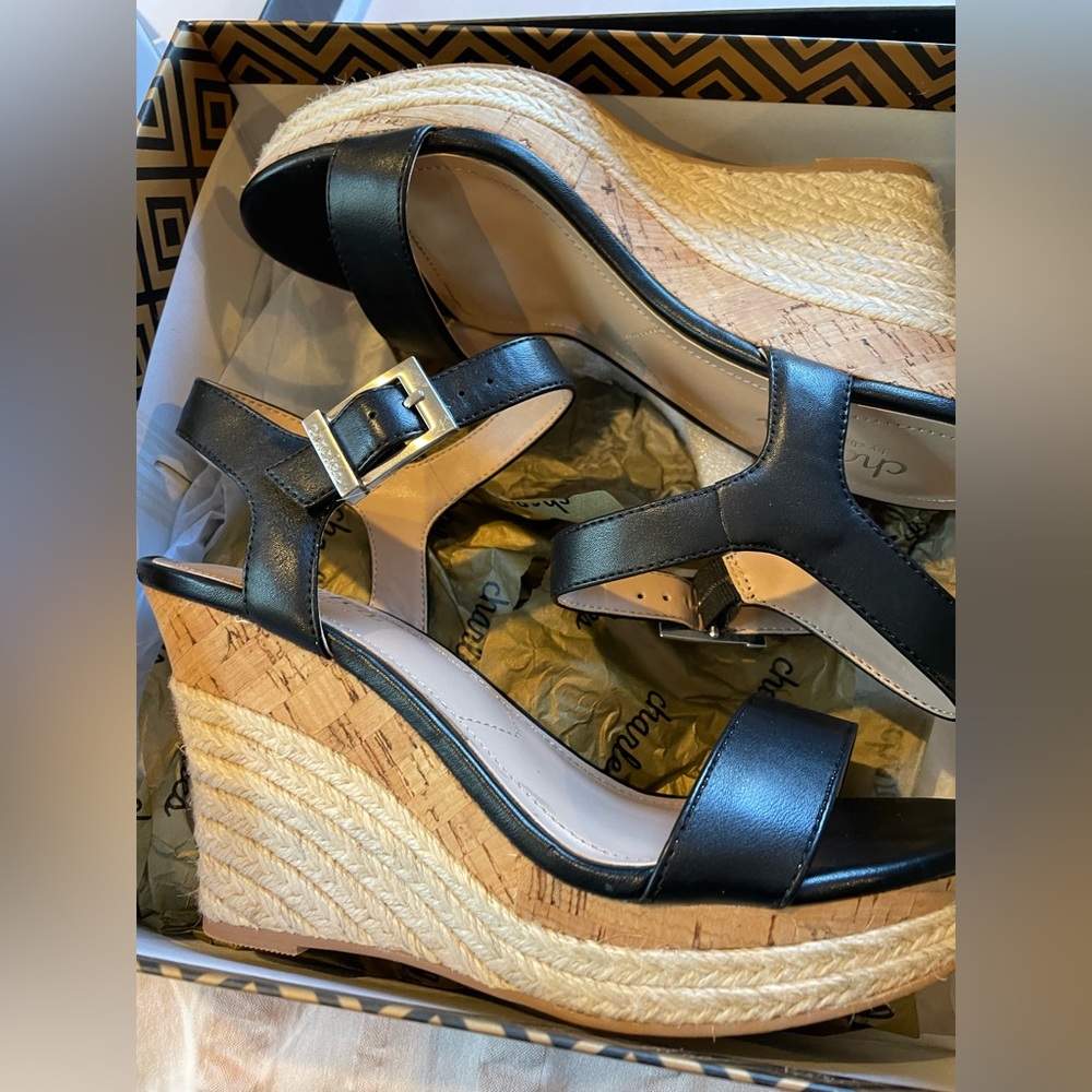 Charles Wedge Sandals - Black